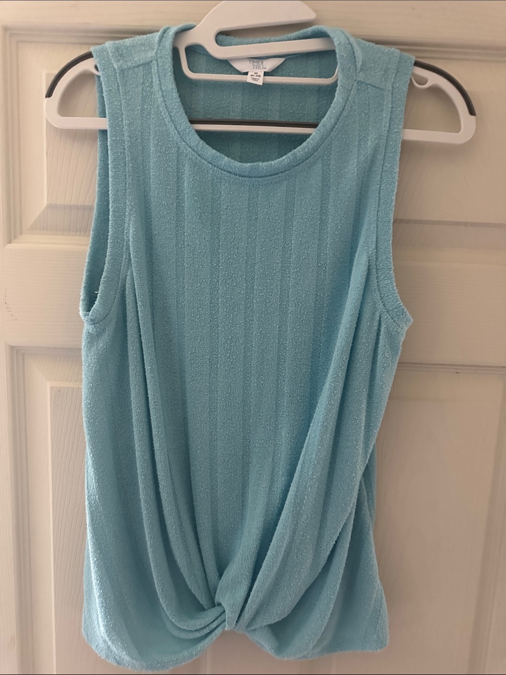 Time and Tru Light Blue Twist-Front Sleeveless Tank